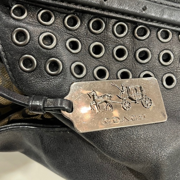 Vintage Coach Black Madison Grommet Large Carlyle Leather Handbag Style 32404 - Picture 7 of 13